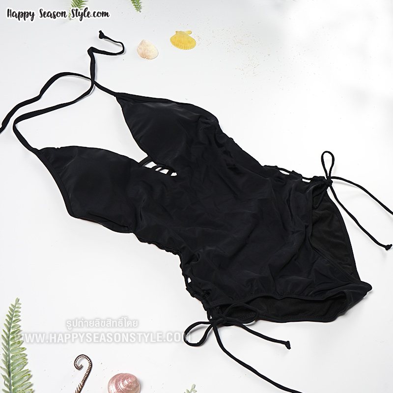 ชุดว่ายน้ำ วันพีช ผูกคอ สานข้าง สายฝอ สีเนื้อ (มีให้เลือก 3 สี)