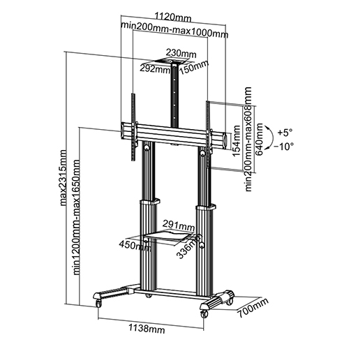 JMTVSTAND MT-F8200 ขาตั้งพื้นทีวีมีล้อเลื่อน(TV Stand) วัสดุ Aluminium อลูมิเนียม แบบล้อเลื่อนปรับสูง/ต่ำได้ 55"-98" นิ้ว{รับประกันสินค้า 3 ปี}0964746498