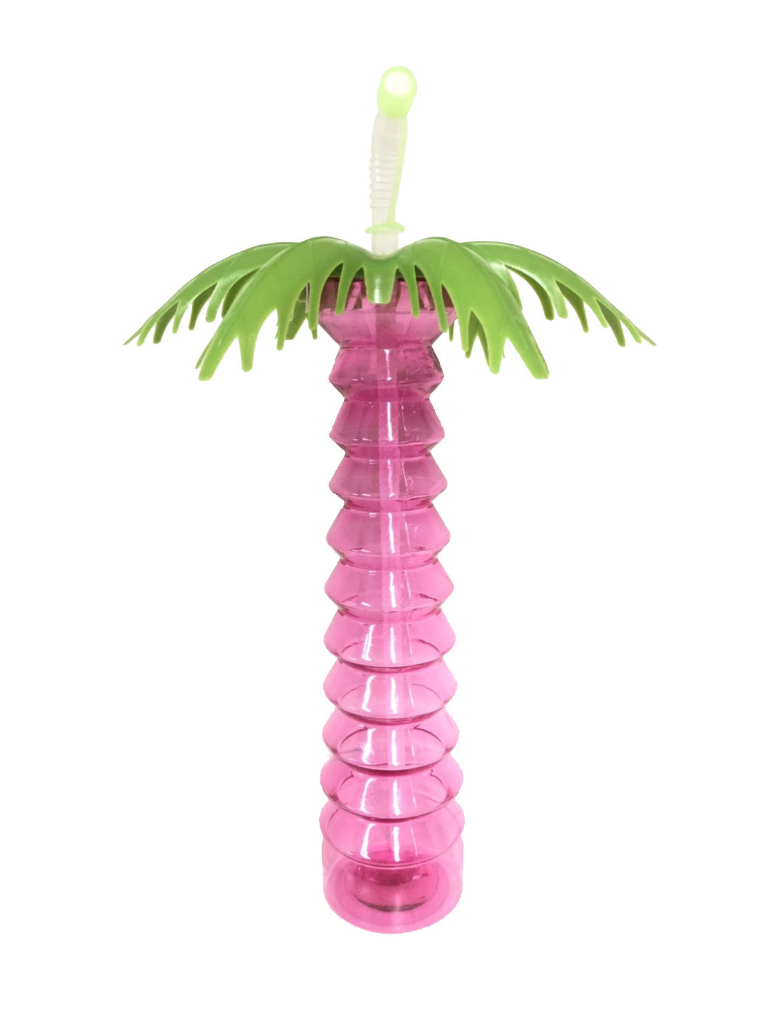 กระบอกน้ำพลาสติก ต้นมะพร้าว พร้อมหลอด Coconut Palm Cup With Straw