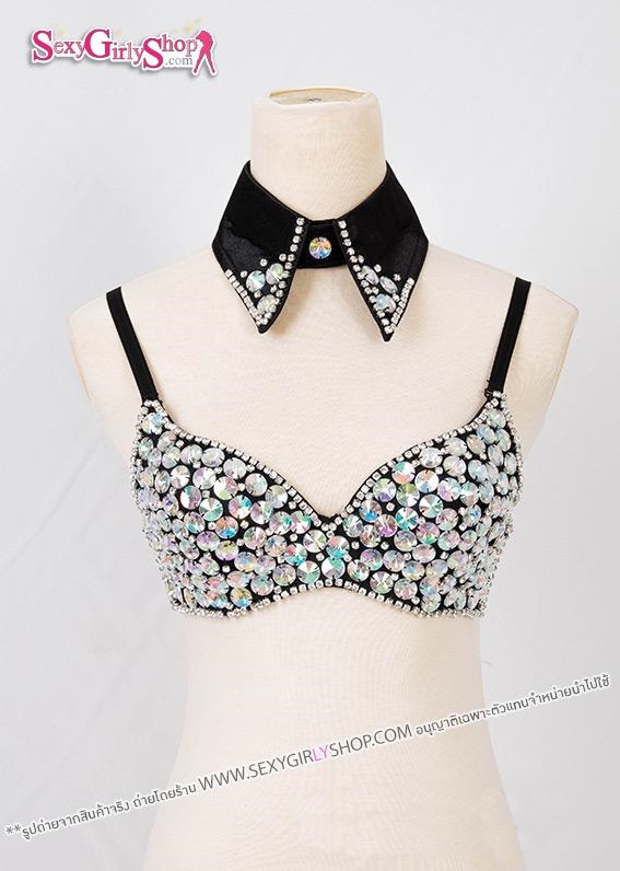 ชุดบราแฟนซี บรา + ปกคอเสื้อ ปักแต่งคริสตัล หรูหรา อลัง