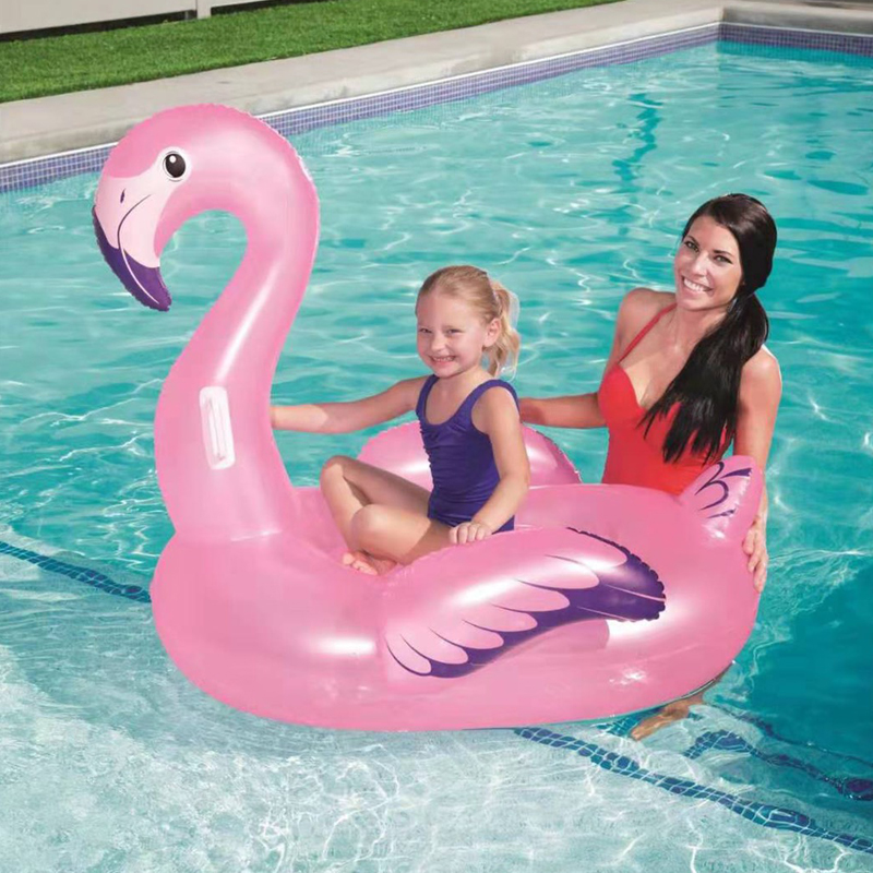 ห่วงยางฟลามิงโก้ สีชมพู ปีกสีม่วง Inflatable Pink Flamingo For Adults Or Children