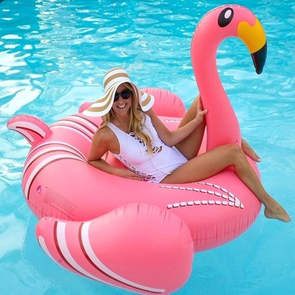 ห่วงยางฟลามิงโก้ สีชมพู ปากสีเหลือง Inflatable Pink Yellow mouth Flamingo Float