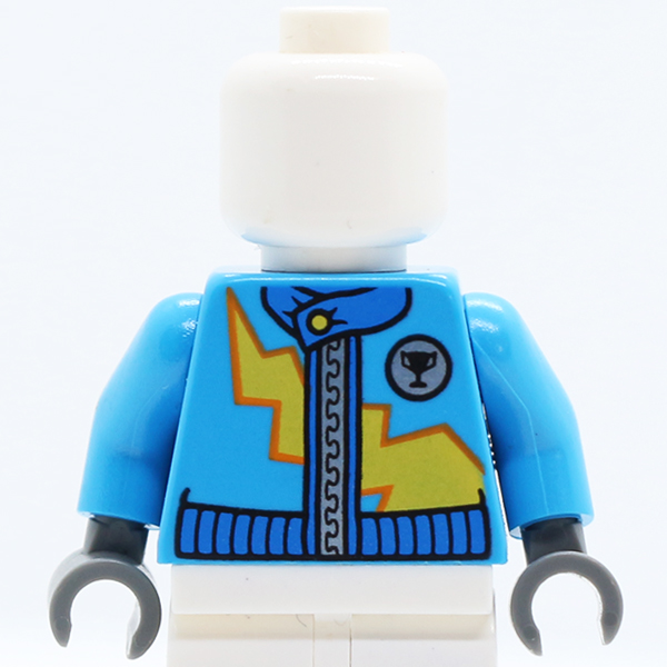 Race Jacket with Zipper and Yellow Lightning Bolt Pattern / Dark Azure Arms / Dark Bluish Gray Hands