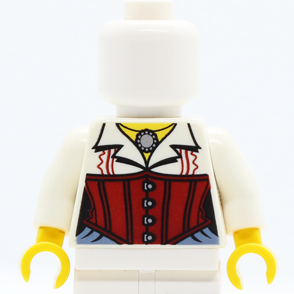 Monster Fighters Female Blouse with Necklace and Red Corset Pattern / White Arms / Yellow Hands