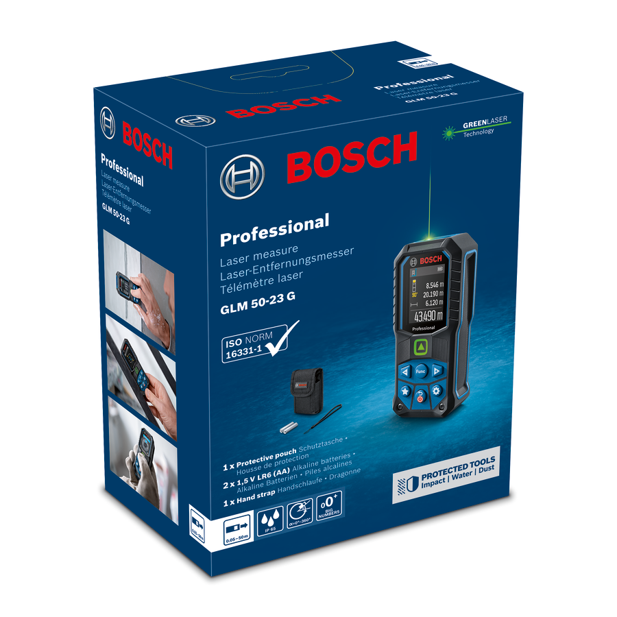 GLM 50-23 G เครื่องวัดระยะทางเลเซอร์ ระยะวัด 50 เมตร สำหรับงานวัดภายในอาคาร