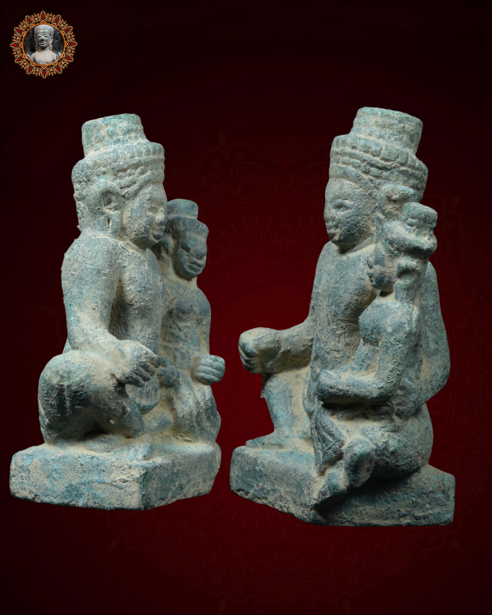 พระอิศวรอุ้ม พระแม่อุมา เนื้อสนิมเขียว