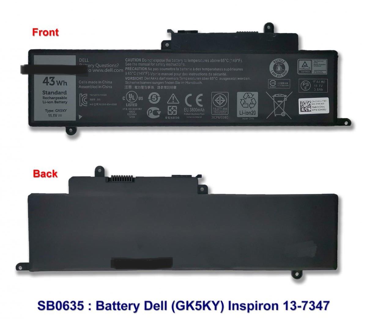 SB0635 - BatteryDell(ORG)(GK5KY)13-7347,11-3147,3148,13-7348