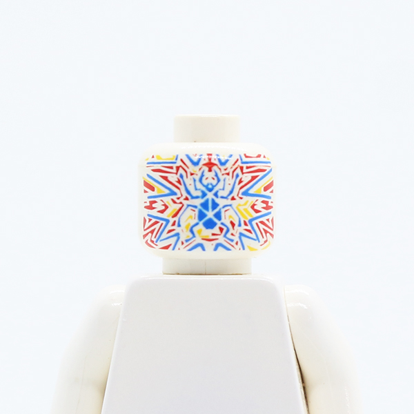 Head without Face Alpha Team Arctic Red, Blue, Yellow Ogel Orb Pattern - Blocked Open Stud