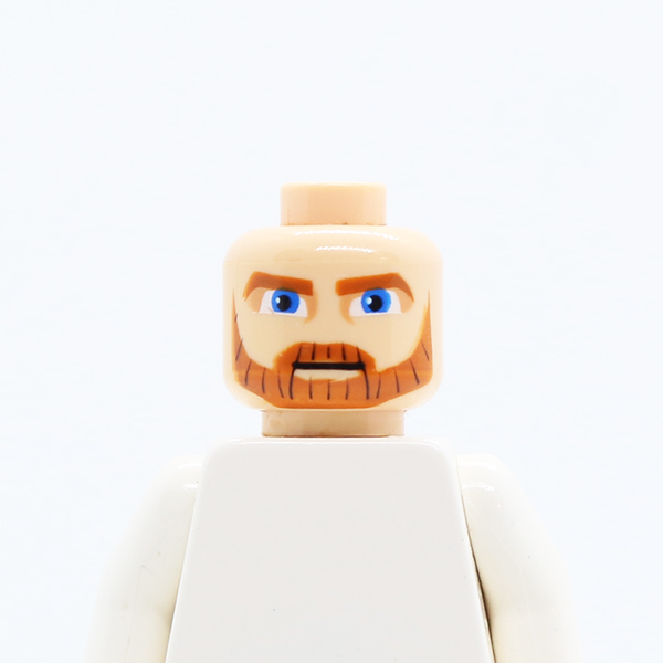 Beard Dark Orange, Eyebrows and Moustache and Large Blue Eyes Pattern (SW Clone Wars Obi-Wan Kenobi) - Blocked Open Stud