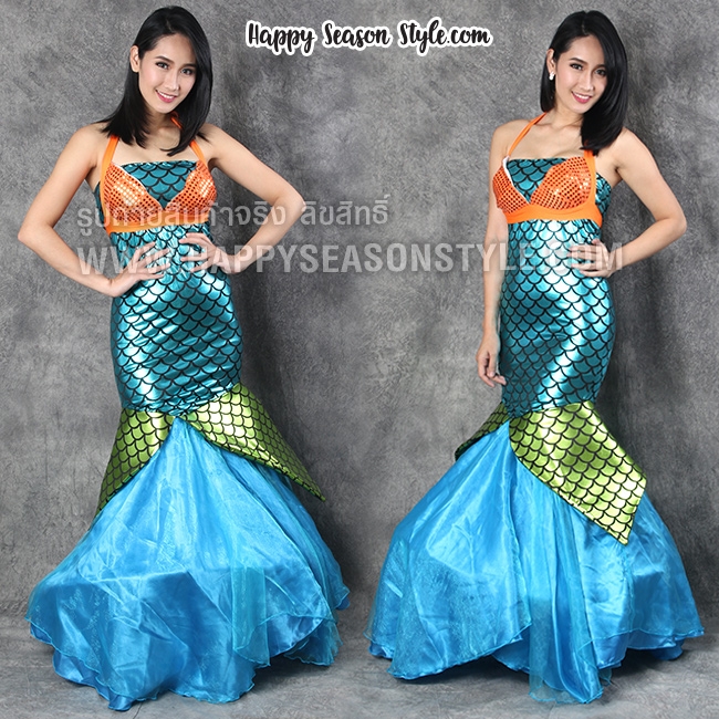 ชุดนางเงือก mermaid เมอร์เมด - สีส้มฟ้า