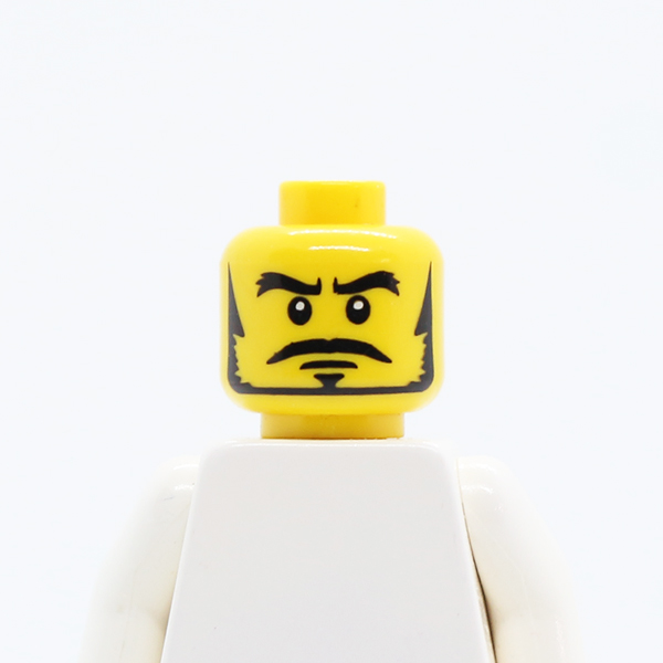 CS03 Male Black Thick Eyebrows, Sideburns, Goatee, Moustache and White Pupils Pattern - Blocked Open Stud