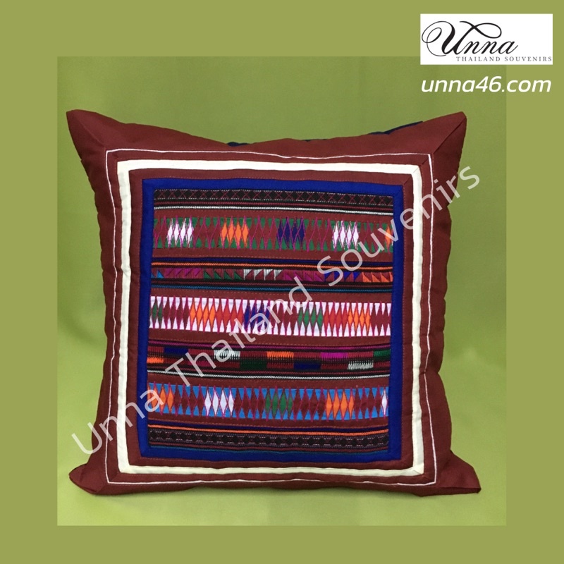 ปลอกหมอนอิงลายชนเผ่า 1 ใบ 16x16” Cushion cover. Thai Akha hill tribe hand embroidered pattern