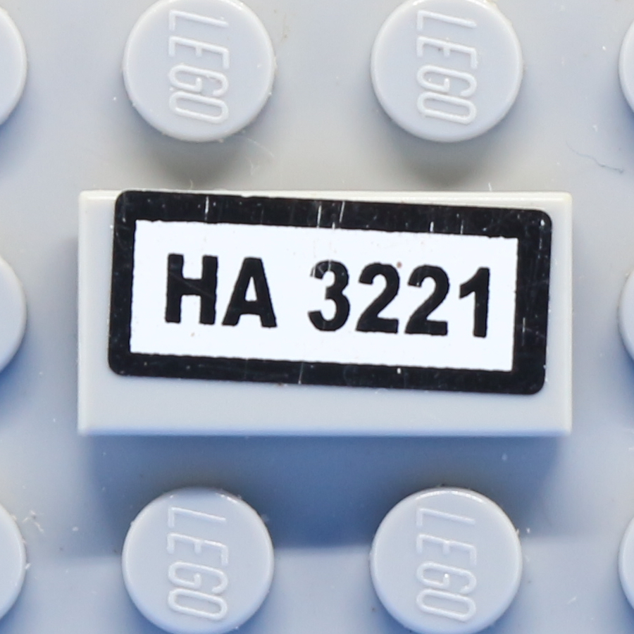 Tile 1 x 2 with Groove with 'HA 3221' Pattern (Sticker) - Set 3221