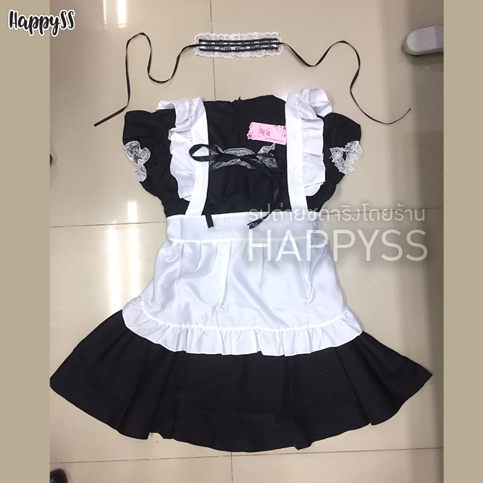 ชุดเมด สวีทเซเว่น ลูกไม้ขาวที่อก แขนตุ๊กตา พร้อมผ้าคาดผม (มีหลายสี)