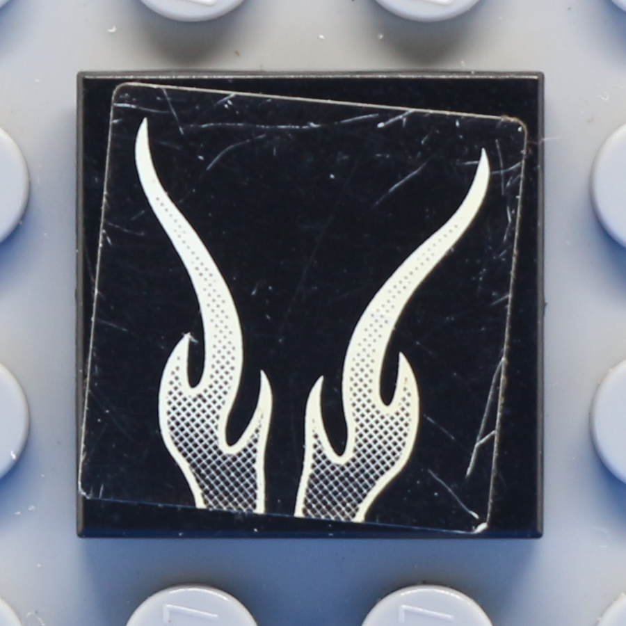 Tile 2 x 2 with Groove with Faded White Flames Pattern (Sticker) - Set 8164