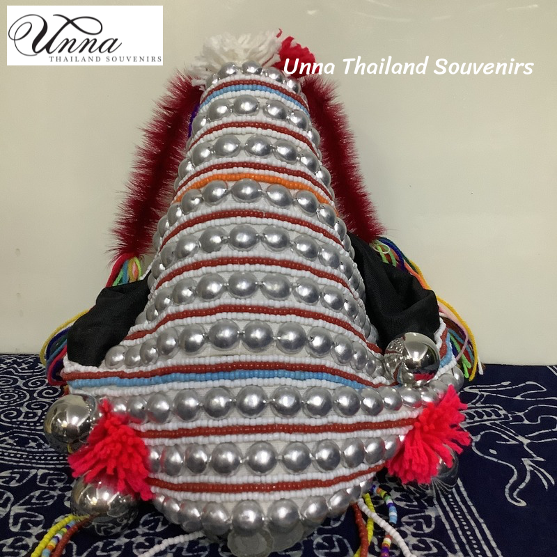 หมวกชาวเขา หมวกอาข่า 22“ ชุดชาวเขา เครื่องประดับชาวเขา งานแฮนด์เมด Handmade Akha hill tribe ethnic hat