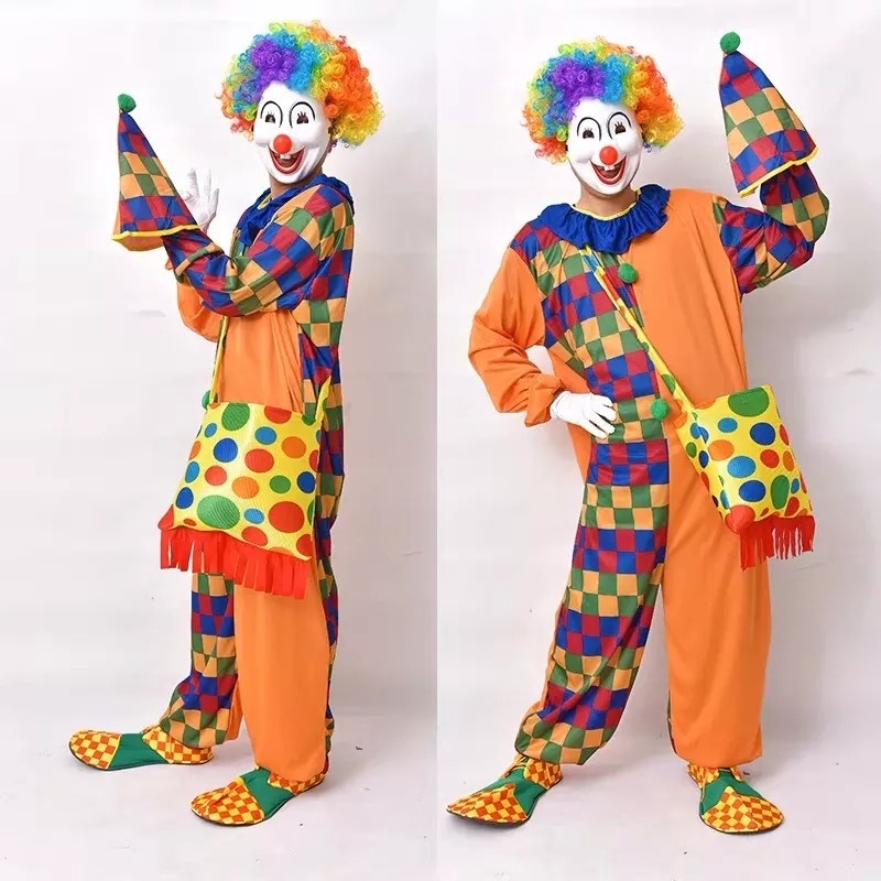 ชุดตัวตลก 🤡 โบโซ่ เสื้อส้มแต่งลายสก็อต 🏍️💨ส่งไวจาก กทม.