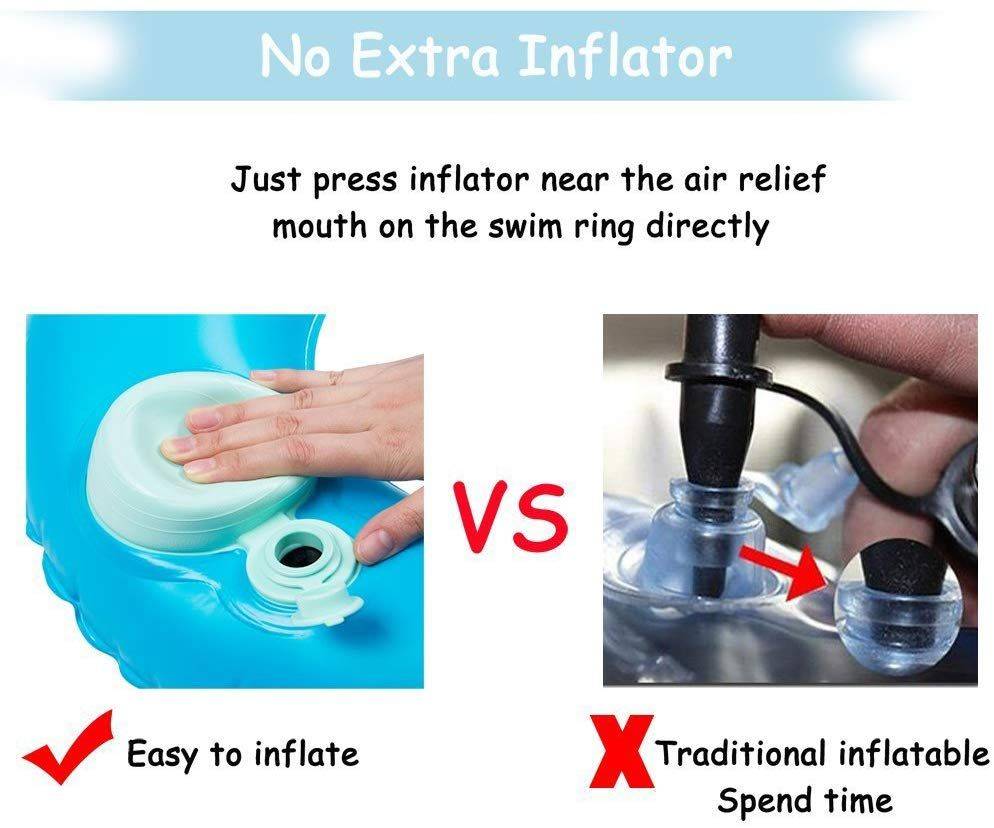 ห่วงยางแตงโม - สีฟ้า ไม่ต้องใช้ที่สูบลม Inflatable Watermelon Pool Float Non Air Pump