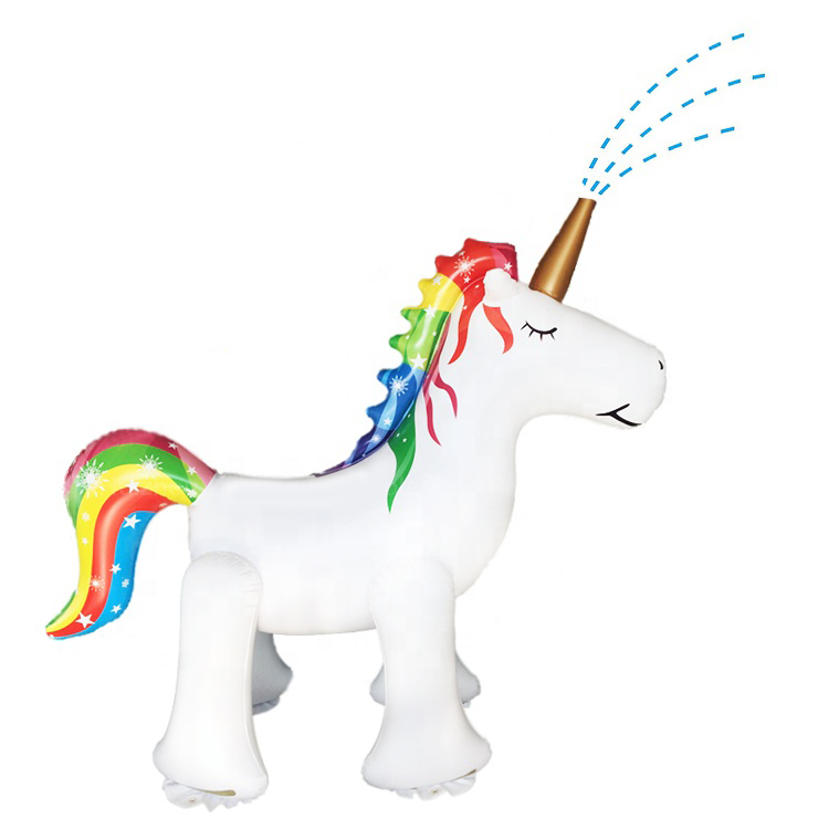 ห่วงยางยูนิคอร์น หางรุ้ง สามารถพ่นน้ำออกได้ Inflatable Water Spray Giant Rainbow Unicorn