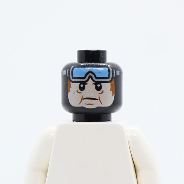 Balaclava, Light Bluish Gray Face with Puffy Cheeks and Blue Goggles Pattern - Hollow Stud
