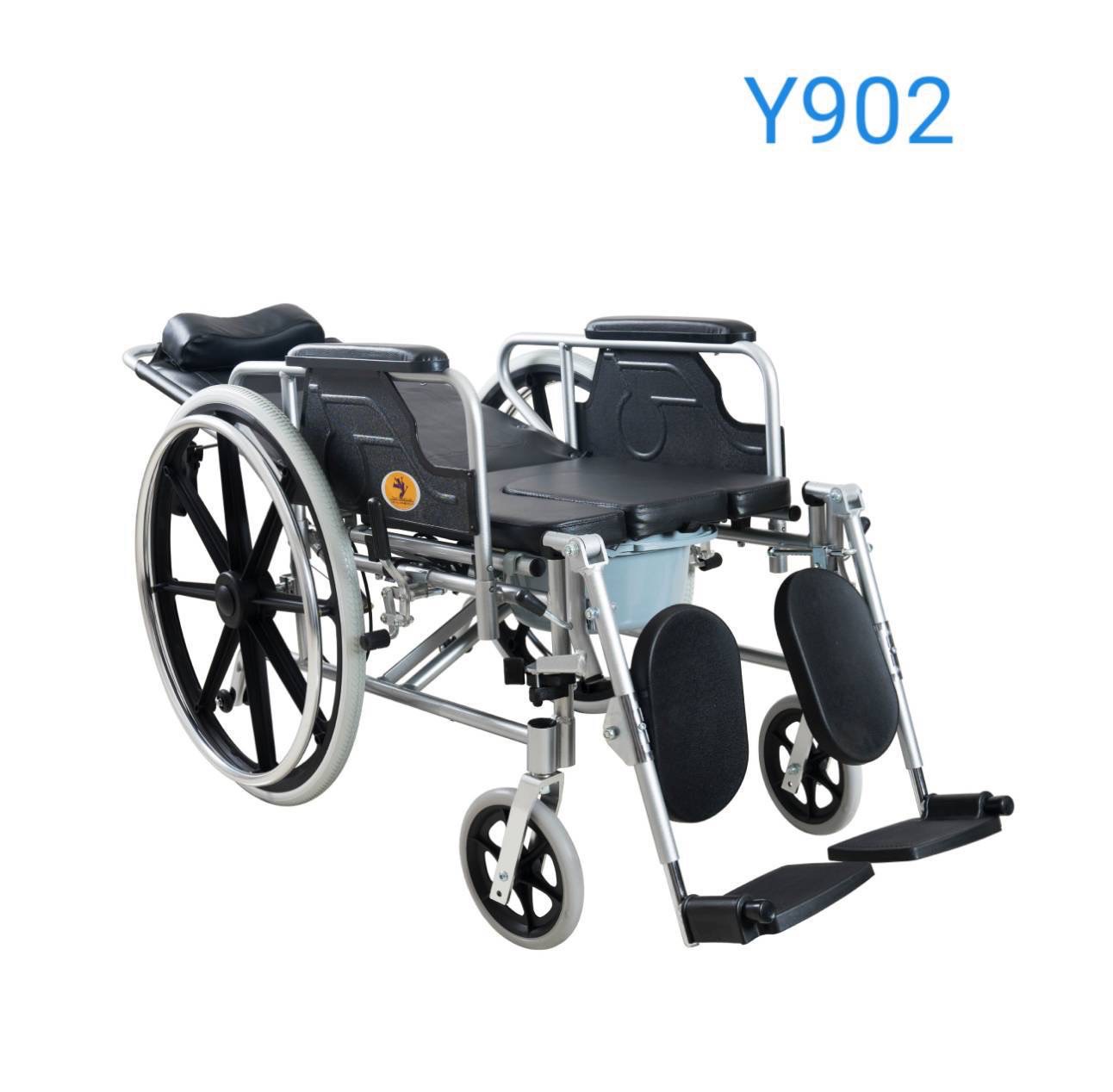 รถเข็นนั่งถ่ายปรับนอน โครงอลูมิเนียม พับได้ ล้อหลัง 24 นิ้ว