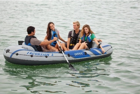 INTEX ชุดเรือยางเอ็กซ์เคอร์ชั่น 4 ที่นั่ง พร้อมพายอลูมิเนียมและที่สูบ รุ่น 68324