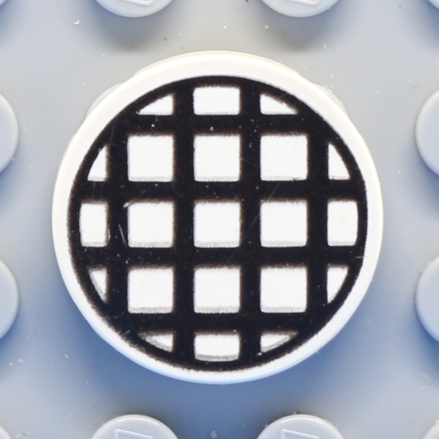 Tile, Round 2 x 2 with Black Grid Large Pattern