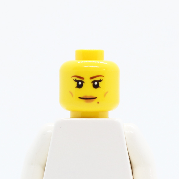 Dual Sided Female Brown Eyebrows, Eyelashes, Peach Lips, Beauty Mark, Smile / Open Mouth Bared Teeth Pattern - Hollow Stud