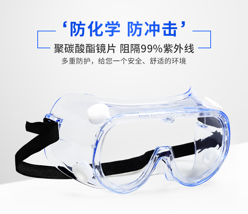 แว่นตา3M แว่นตานิรภัย แว่นตากันลม กันสะเก็ด แบบอ่อนใส มีสายรัด รุ่น 1621AF