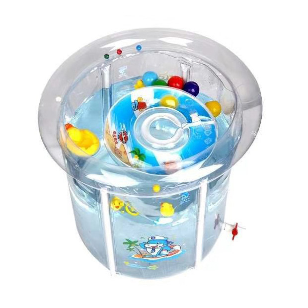 สระน้ำเด็ก สระน้ำทรงสูงสำหรับเด็กเล็ก สีใสลายปลาโลมา Baby folding pool