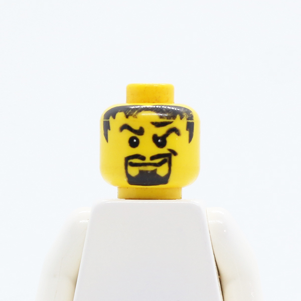 Male Pupils, Black Hair, Curly Eyebrows, Goatee Pattern - Blocked Open Stud