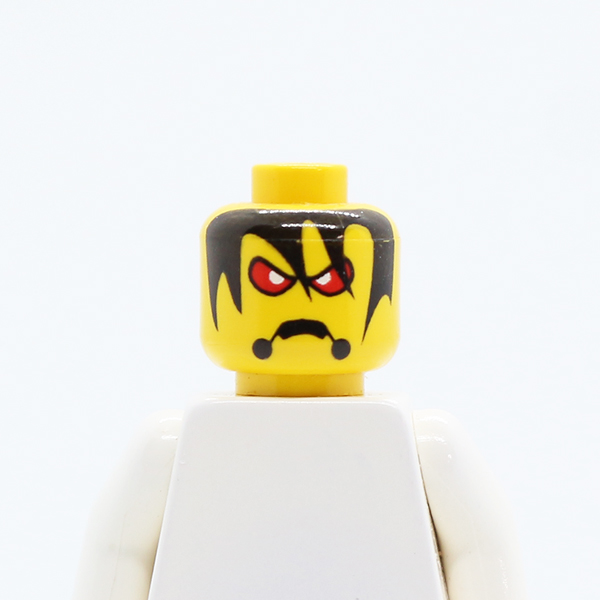 Alien with Red Eyes, Frown, and Messy Hair Pattern - Blocked Open Stud