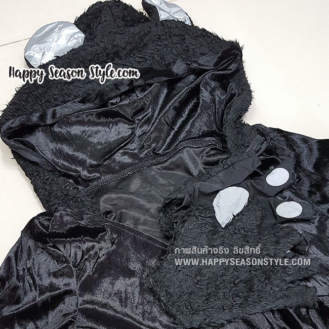 ชุดแฟนซี halloween ชุดแมวดำ แซกมีฮู๊ดหูและหางแมว พร้อมถุงมือแมว