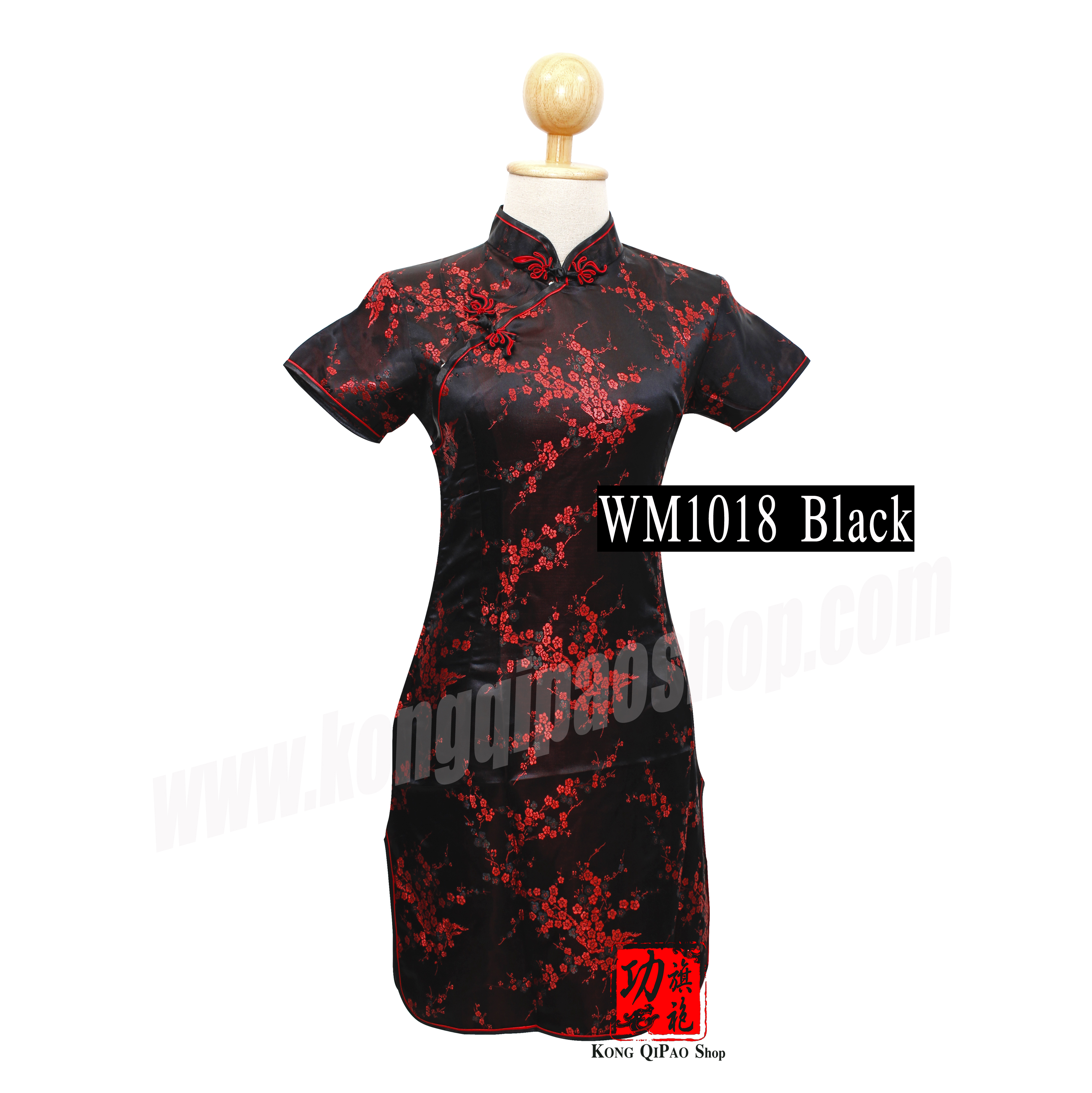 WM1018 กี่เพ้าสั้นผู้หญิง ลายดอกเหมย