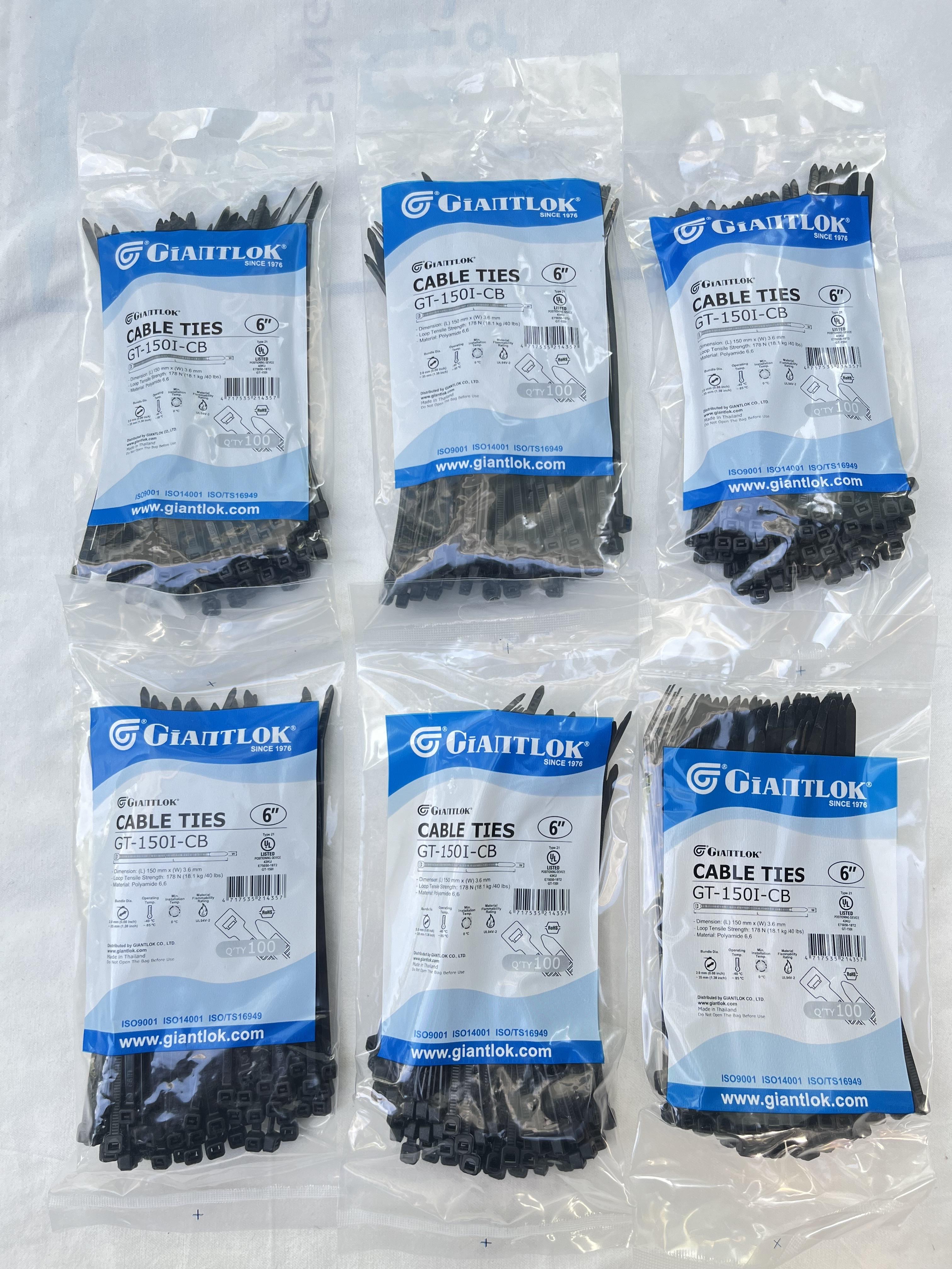 เคเบิ้ลไทร์ Giantlok 6นิ้วสีดำ 150*3.6มม 100เส้น