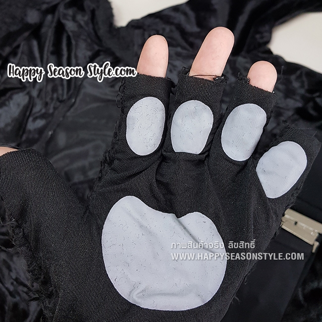 ชุดแฟนซี halloween ชุดแมวดำ แซกมีฮู๊ดหูและหางแมว พร้อมถุงมือแมว