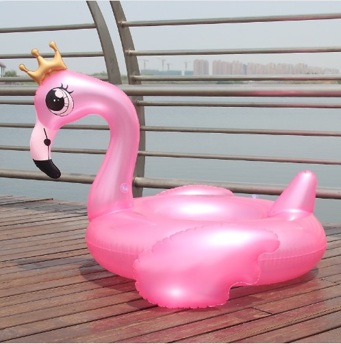 ห่วงยางฟลามิงโก้ริงค์ สีชมพู ใส่มงกุฎ Inflatable Pink flamingo Ring Pool Float
