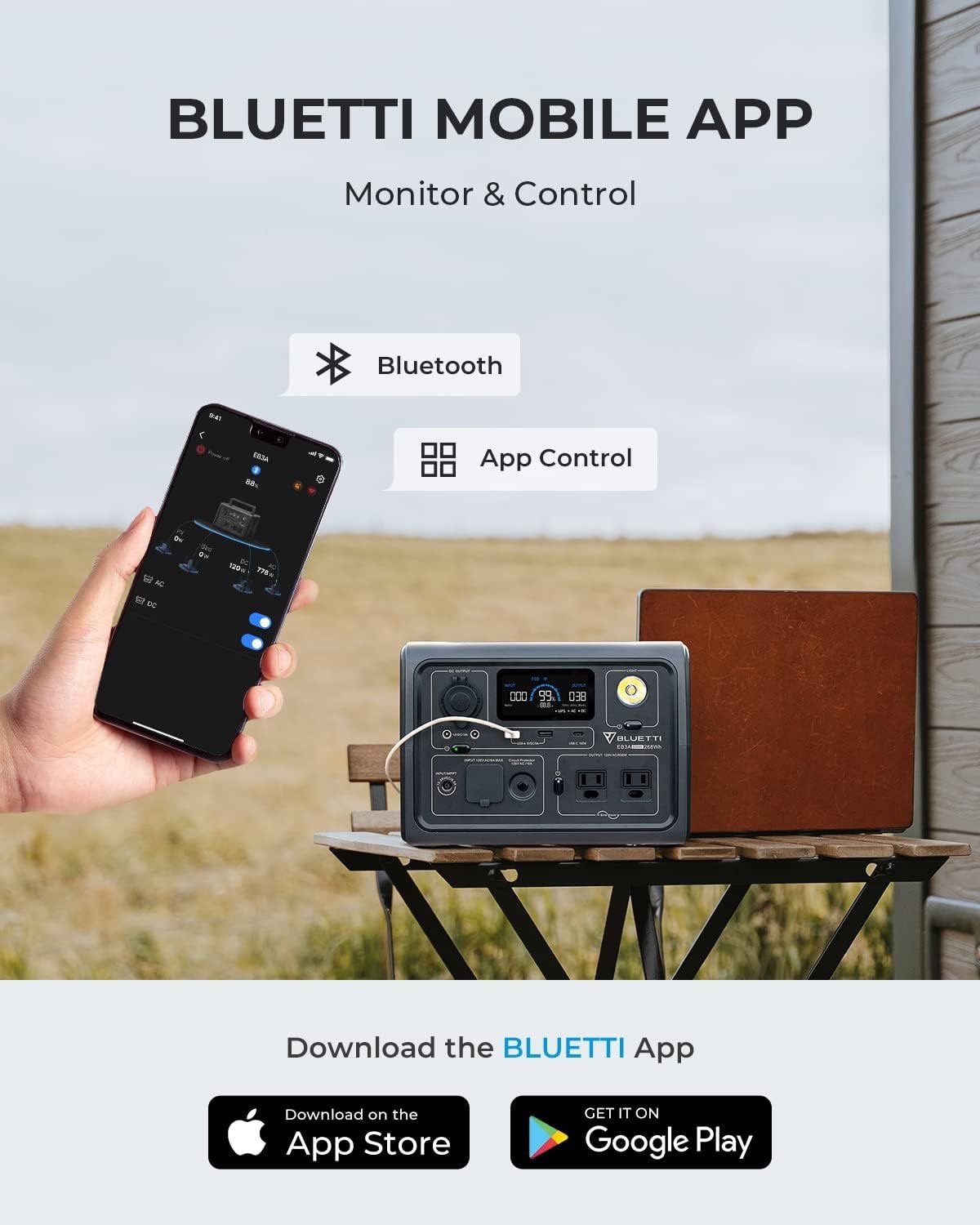 Bluetti EB3A Portable Power Station ความจุ 600W/268Wh แบตเตอรี่สำรองอเนกประสงค์