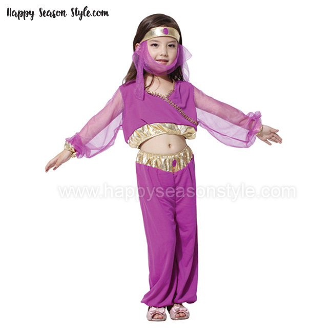 ชุดแฟนซีเด็ก ชุดจินนี่ ชุดอาลาดิน จินนี่เด็ก สีม่วง ขลิบทอง เอวลอย