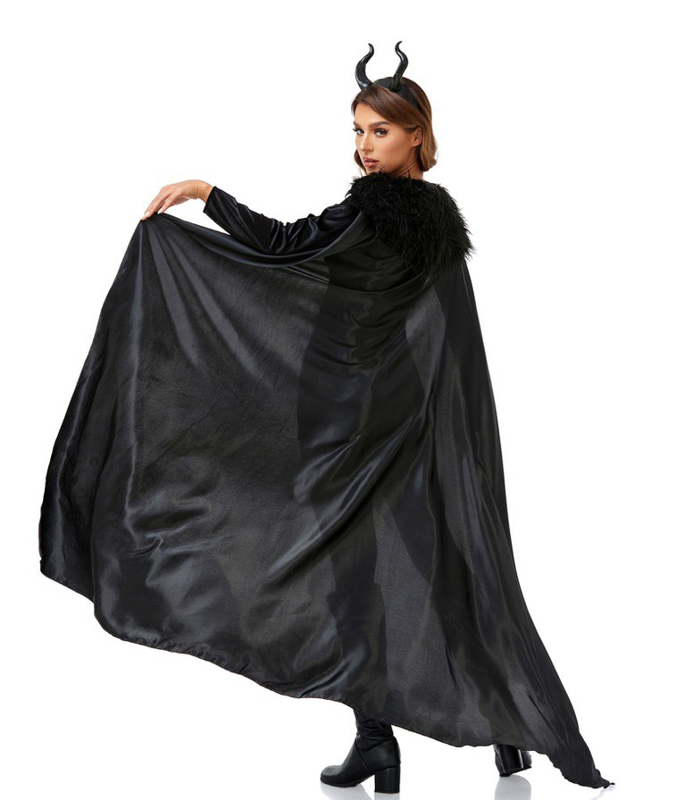 ชุดแม่มด ชุดมาเลฟิเซนต์ เดรสกำมะหยี่ พร้อมผ้าคลุมและที่คาดผม