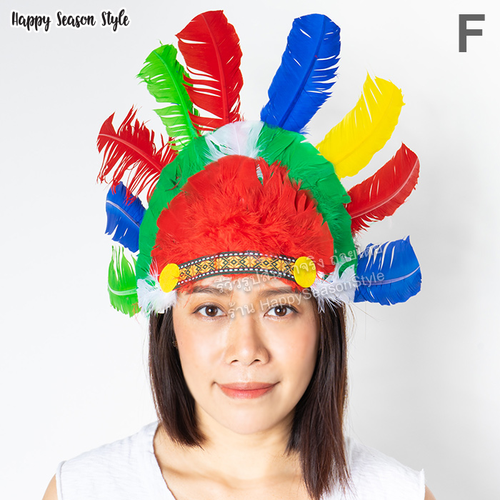 หัวอินเดียแดง หัวชนเผ่า หัวขนนก ที่คาดผมอินเดียแดง สีรุ้ง