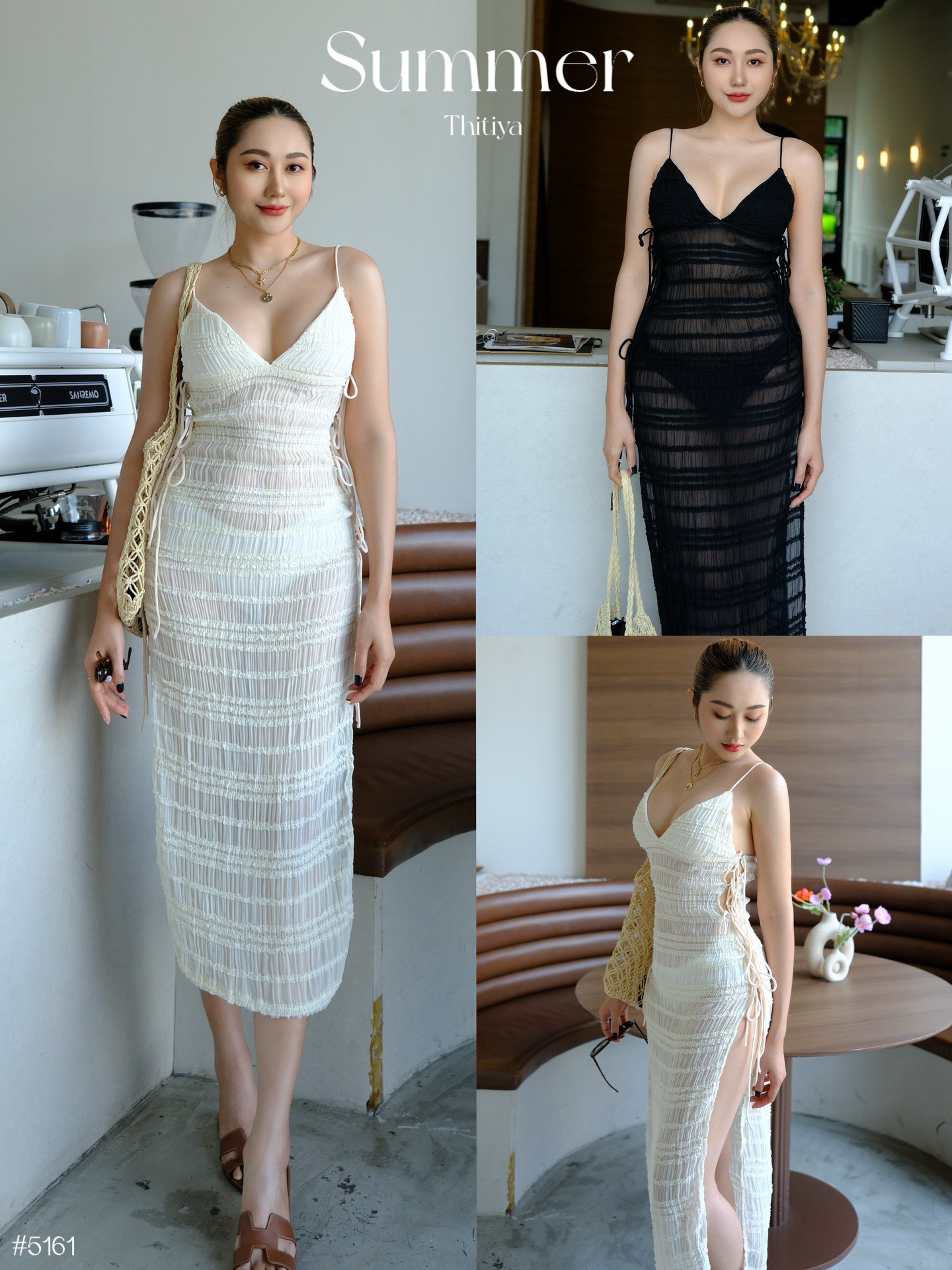 #5161 Summer Dress เดรสซีทรูคลุมบิกินี งานซีทรูทั้งตัวซับในแค่ตรงอกนะคะ เนื้อผ้าระบาย thitiya
