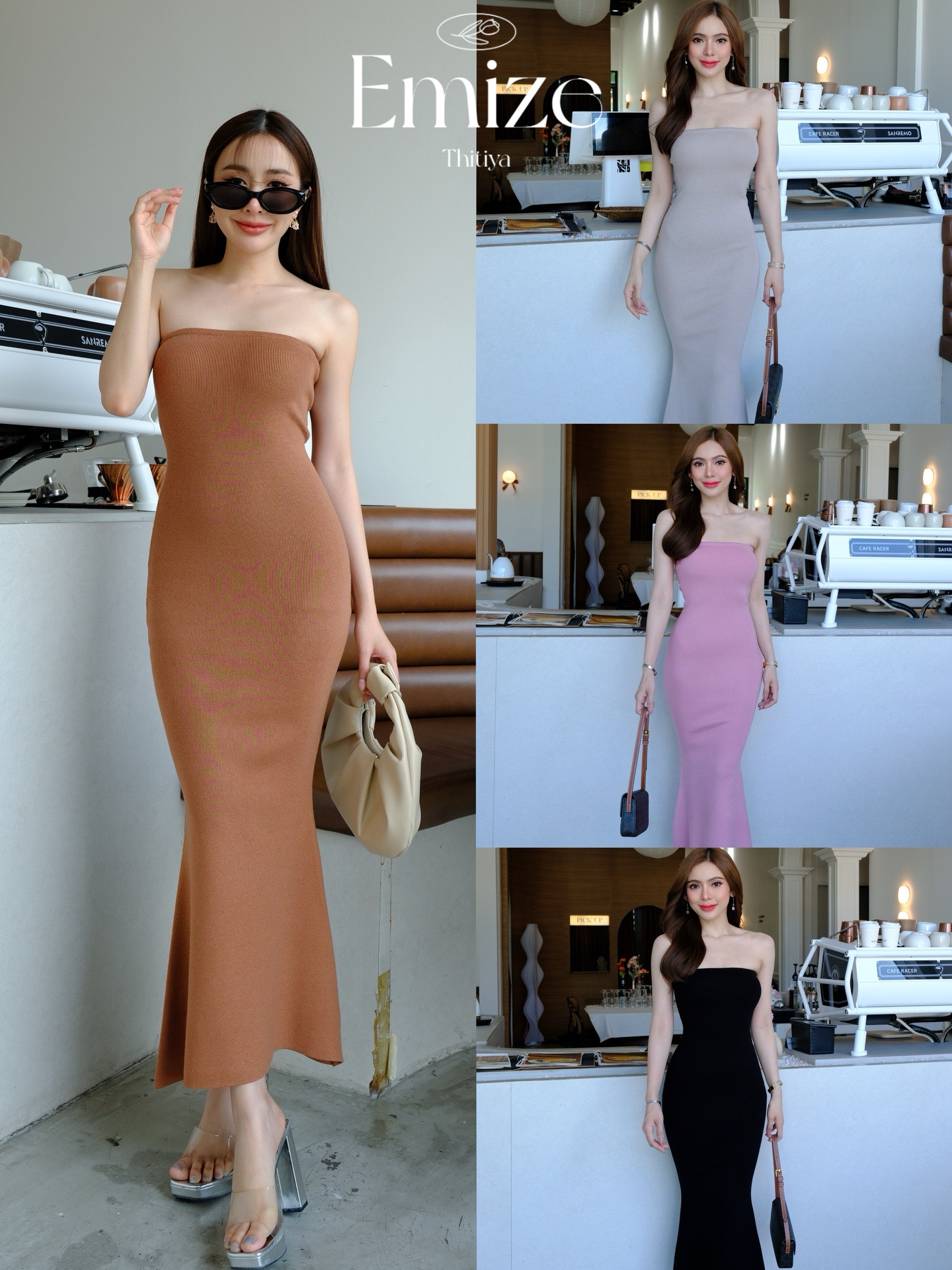 Emize Dress - เดรสไหมพรมผ้าหนา เกาะอด ทรงหางปลา ความผู้ดี. Thitiya