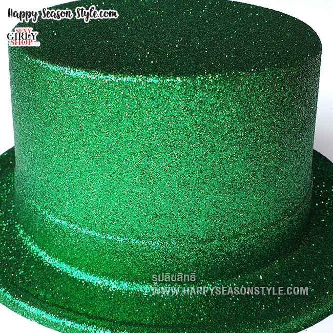 หมวกแฟนซี หมวกมายากล ทรงปีกเล็ก โรยกากเพชร สีแดง