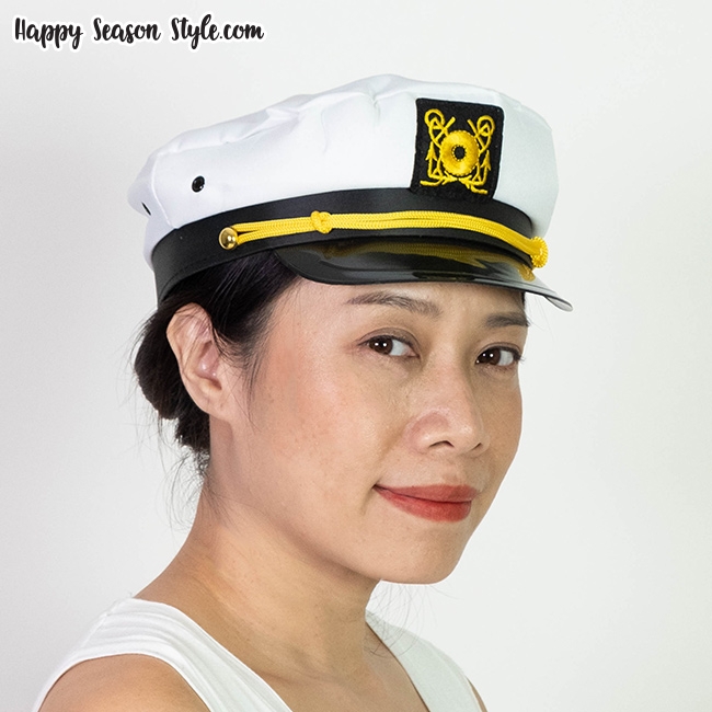 หมวกทหารอากาศ หมวกกัปตัน สีดำโลโก้เหลืองทรงปีก