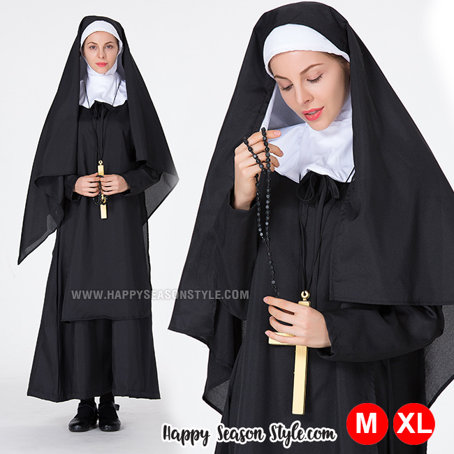 ชุดแฟนซี ฮาโลวีน - ชุดแม่ชี The nun นักบวช รุ่นปิดคอ