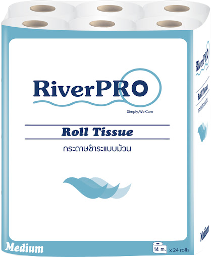 (ยกลัง) กระดาษชำระม้วนเล็ก Riverpro มีเดี่ยม ยาว14m.*144ม้วน