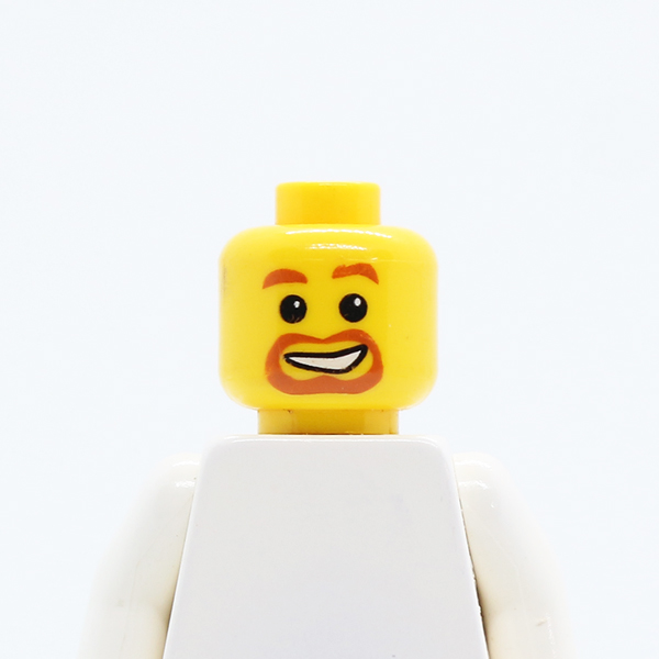 Beard around Mouth, White Smile, White Pupils Pattern - Blocked Open Stud