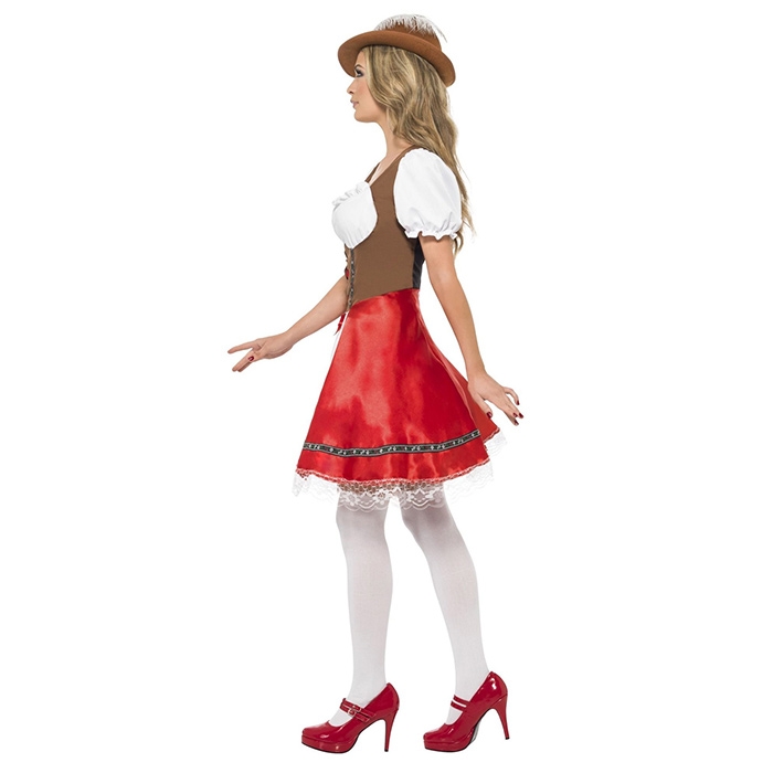 ชุดบาวาเรียน แซกสั้น กระโปรงแดง พร้อมหมวกขนนก เทศกาลเบียร์ Oktoberfest Beer ชุดประจำชาติ เยอรมัน เนเธอร์แลนด์