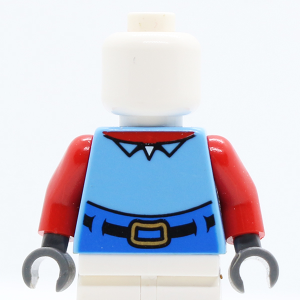 SpongeBob with High Waist Blue Pants, Red Neck, Shirt Collar Pattern / Red Arms / Dark Bluish Gray Hands